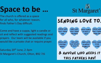 Open Church – Space to Be – Saturday 20th June, 2-3pm