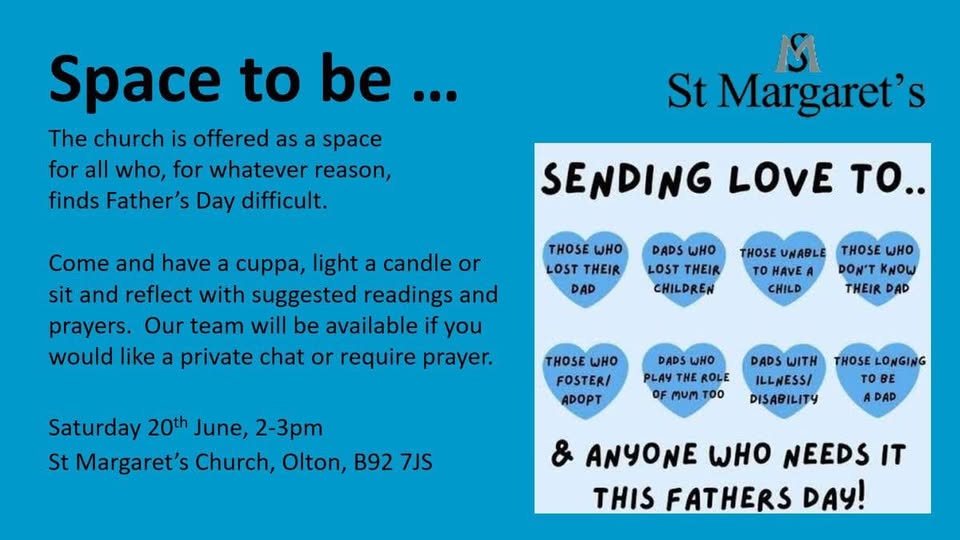 Open Church – Space to Be – Saturday 20th June, 2-3pm