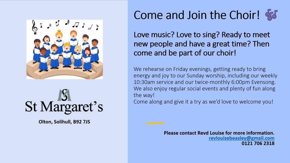 It’s great to welcome new people to the choir. More are welcome to join.
