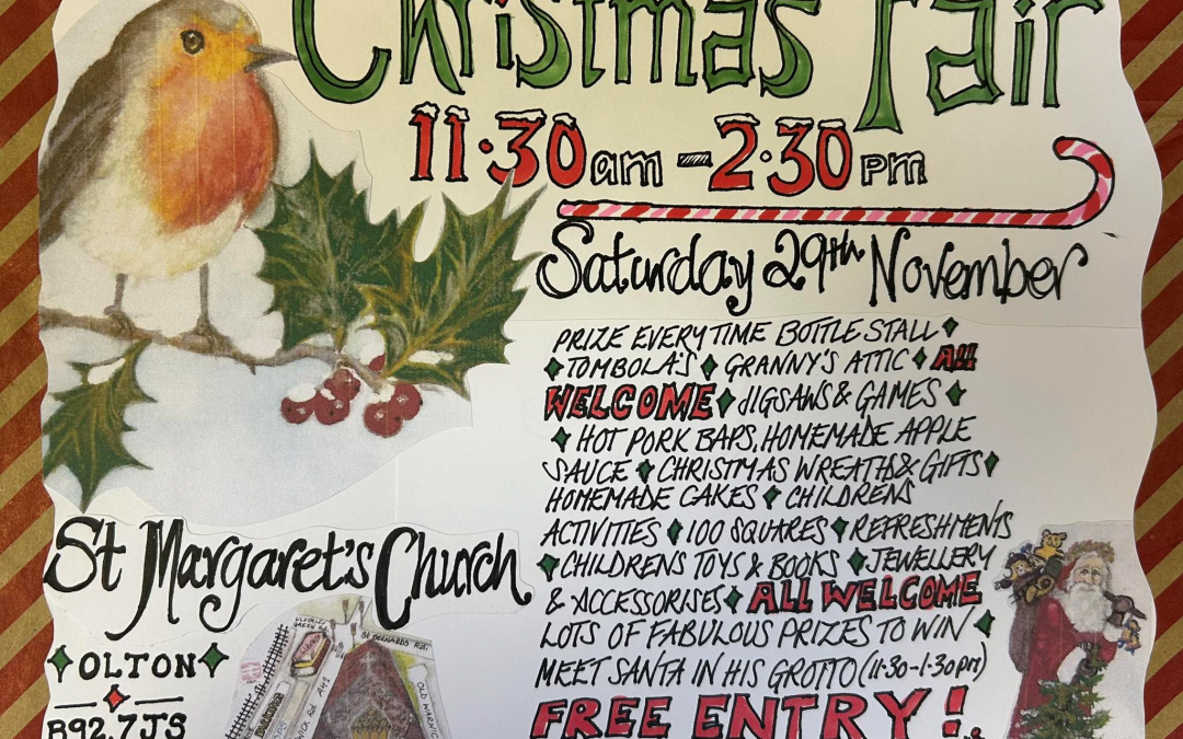 Christmas Fayre Saturday 29th Nov 11.30-2.30